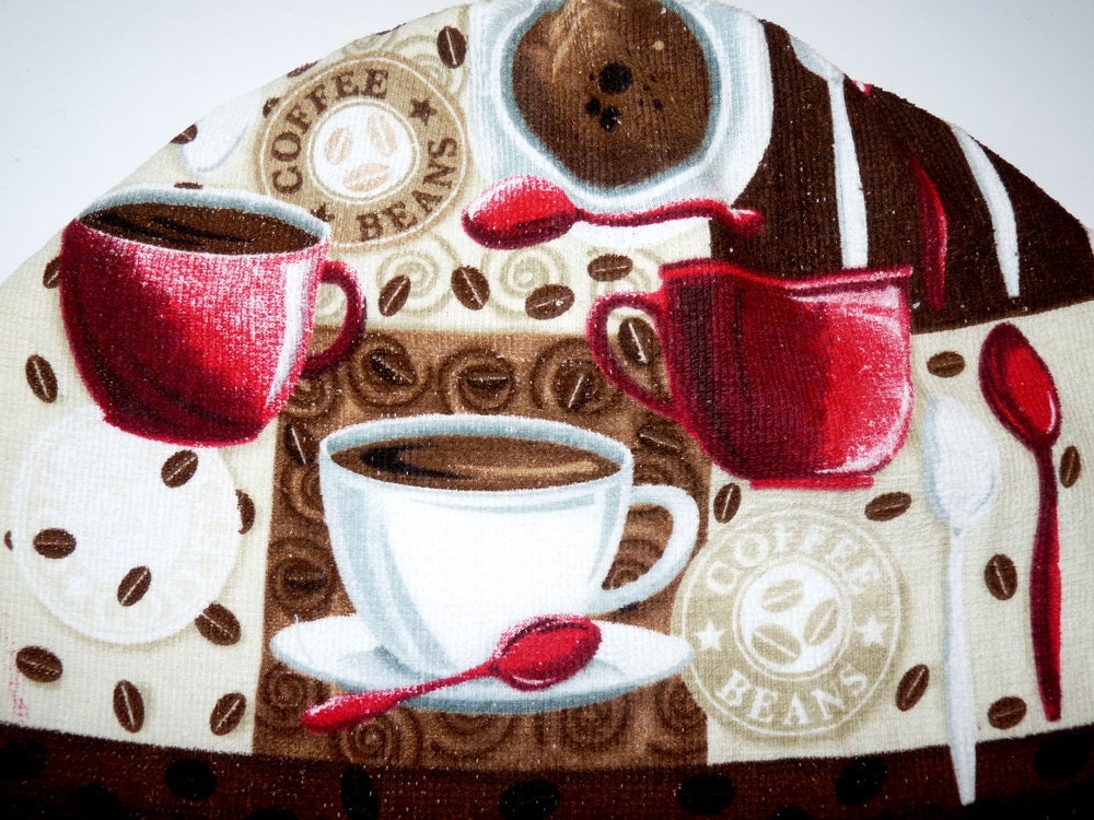 Crochet Top Kitchen Towel for Coffee Lovers, Mocha, Latte