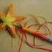 Magic Wand - Waldorf Toy - Star - Rainbow Plant Dyed Wool Yarn - Orange and Yellow Plant Dyed Wool Felt