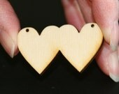26 - Heart Double - 2 x 1 x 1/8 inch unfinished wood