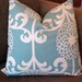 Decorative Pillow Cover, 18" x 18", Aqua and Cream, Waverly
