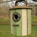 Green-White Rusty Pot Lid Round Birdhouse