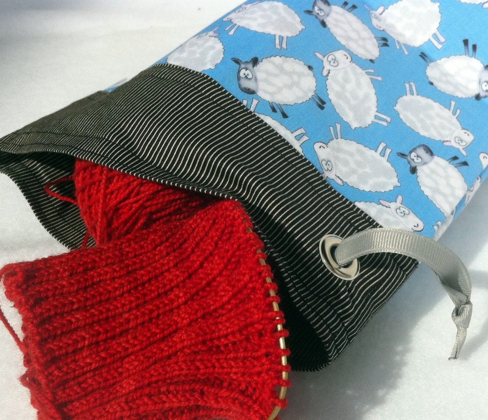 Sheep on Blue - One Skein Project Bag