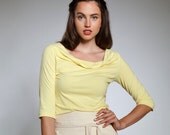 Bright blouse with half-length sleeves and cowl neckline - Florence Top with half sleeves - ready to ship