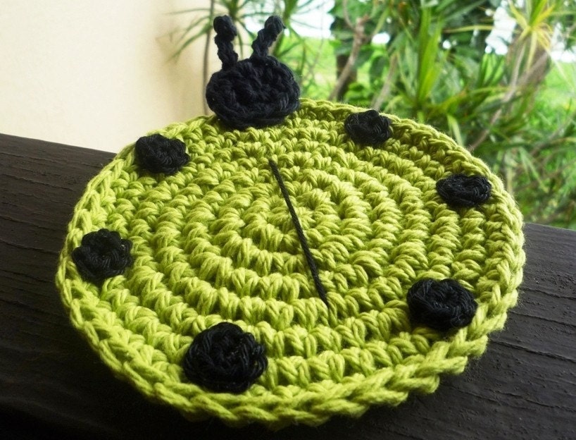Ladybug Coasters - Green set of 4