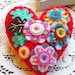 ES449/008 - Japanese Art Inspired Heart Shape Felt Brooch - Red