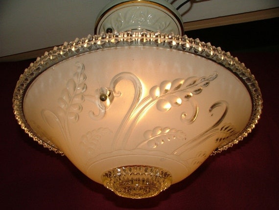 Antique 1930's Porcelier 3 Chain Hanging Ceiling by AnnsLights