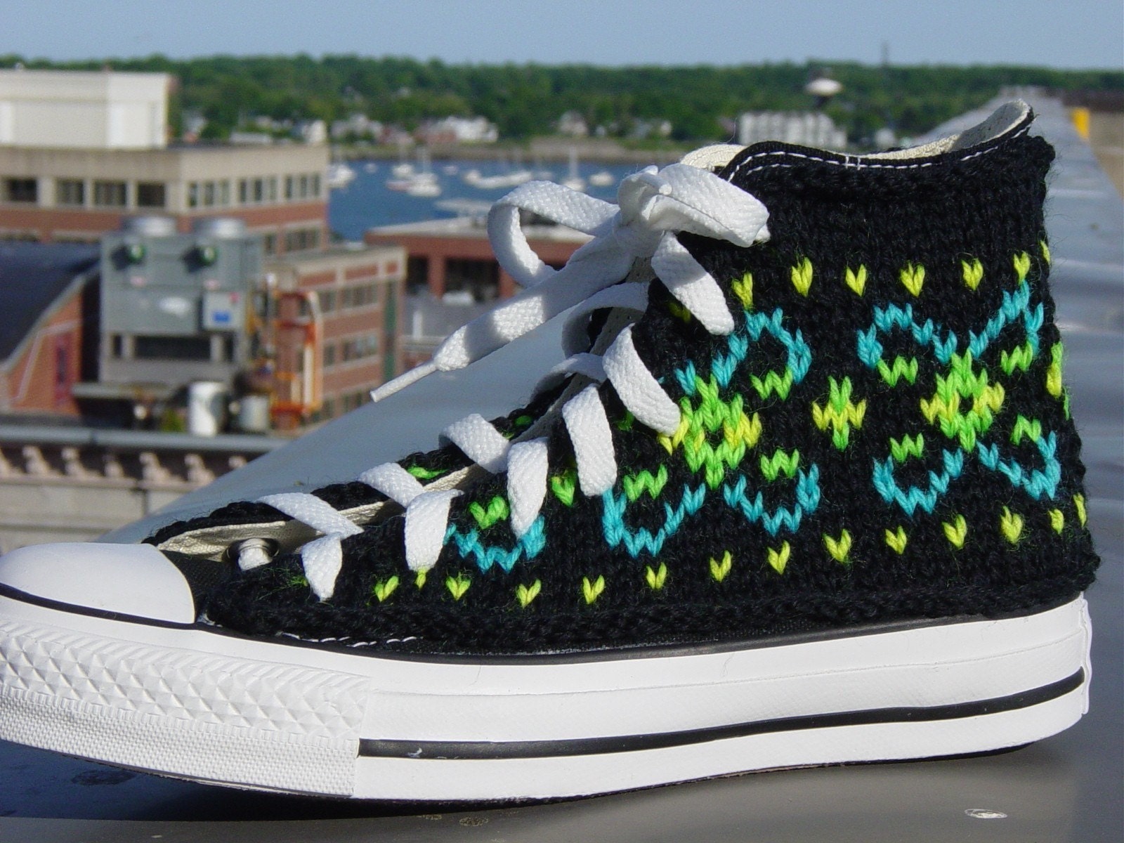 Fluorescent Fair Isle Knit Chucks