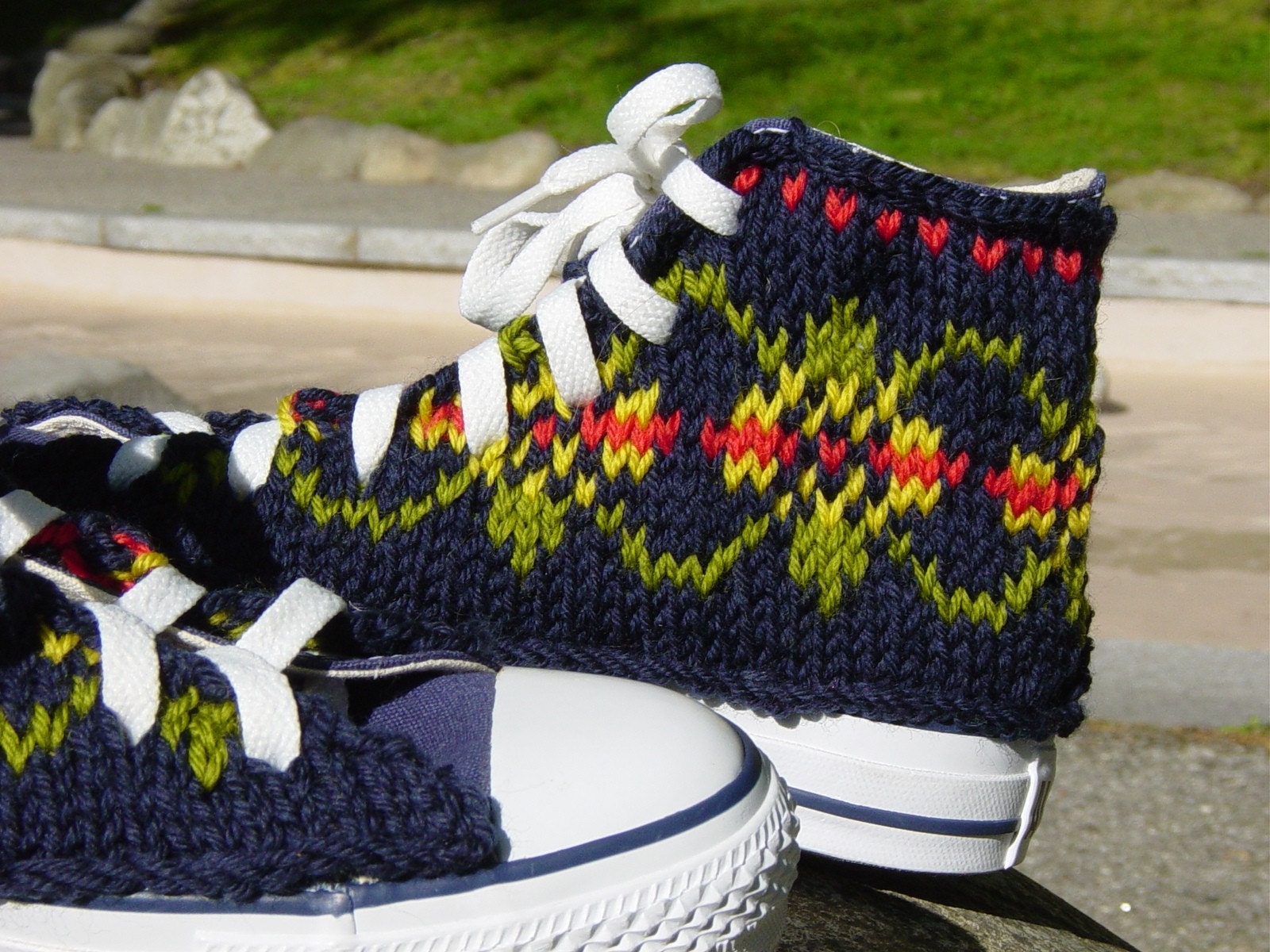 Fair Isle Knit Chucks, women's size 7 only