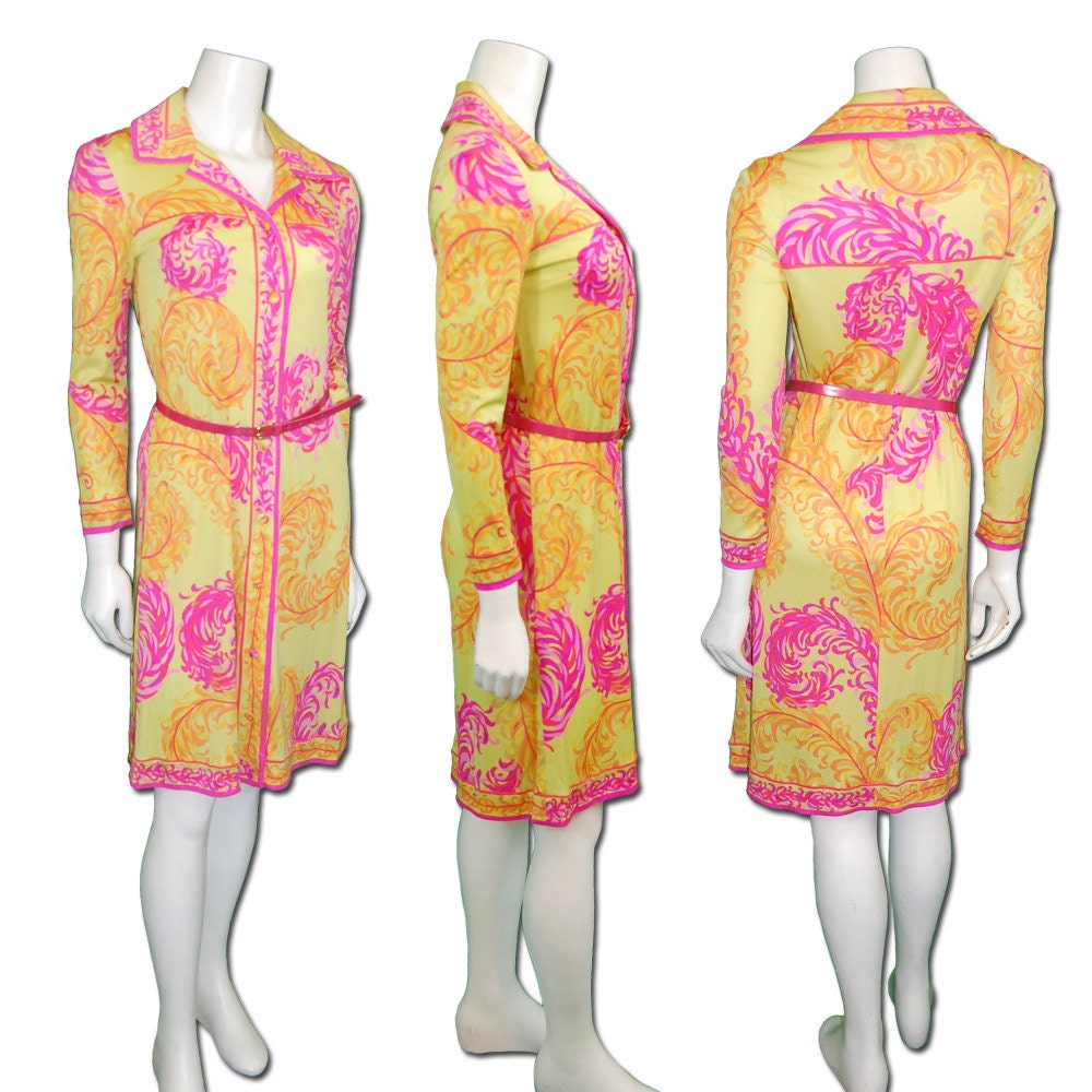 1960s Vintage Emilio Pucci Silk Jersey Shirt Dress