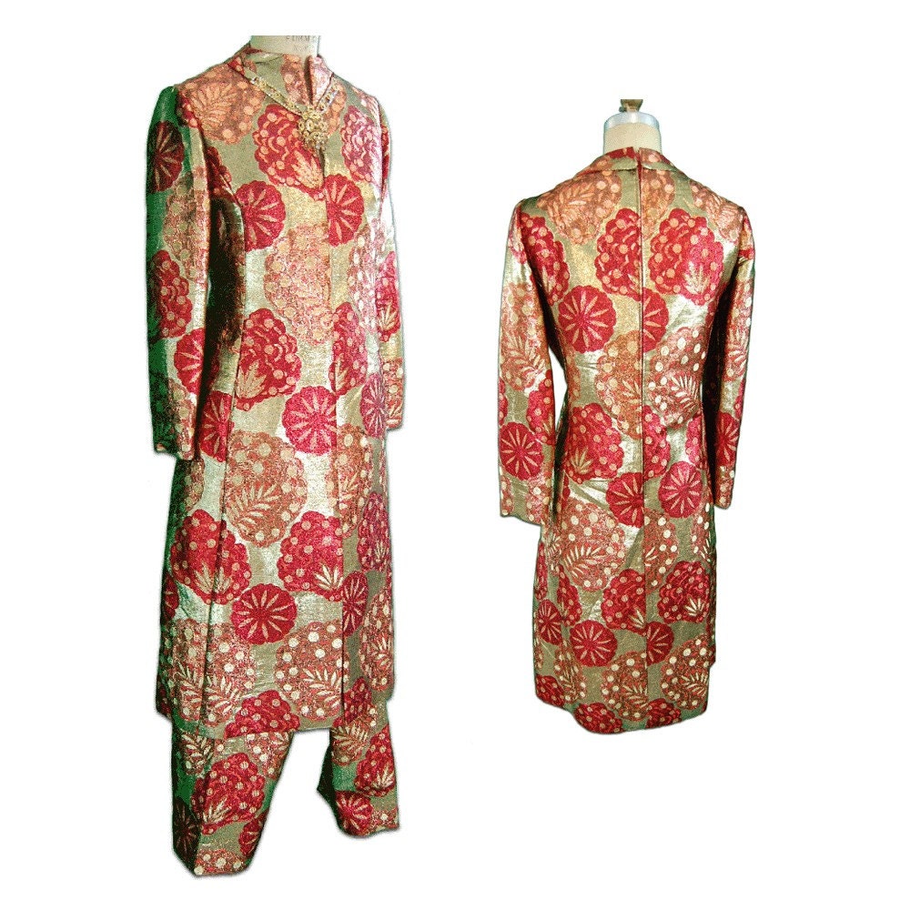 1970s Vintage Metallic Brocade Pantsuit