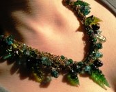 Van Gogh Cypress Trees - Green Statement Necklace-