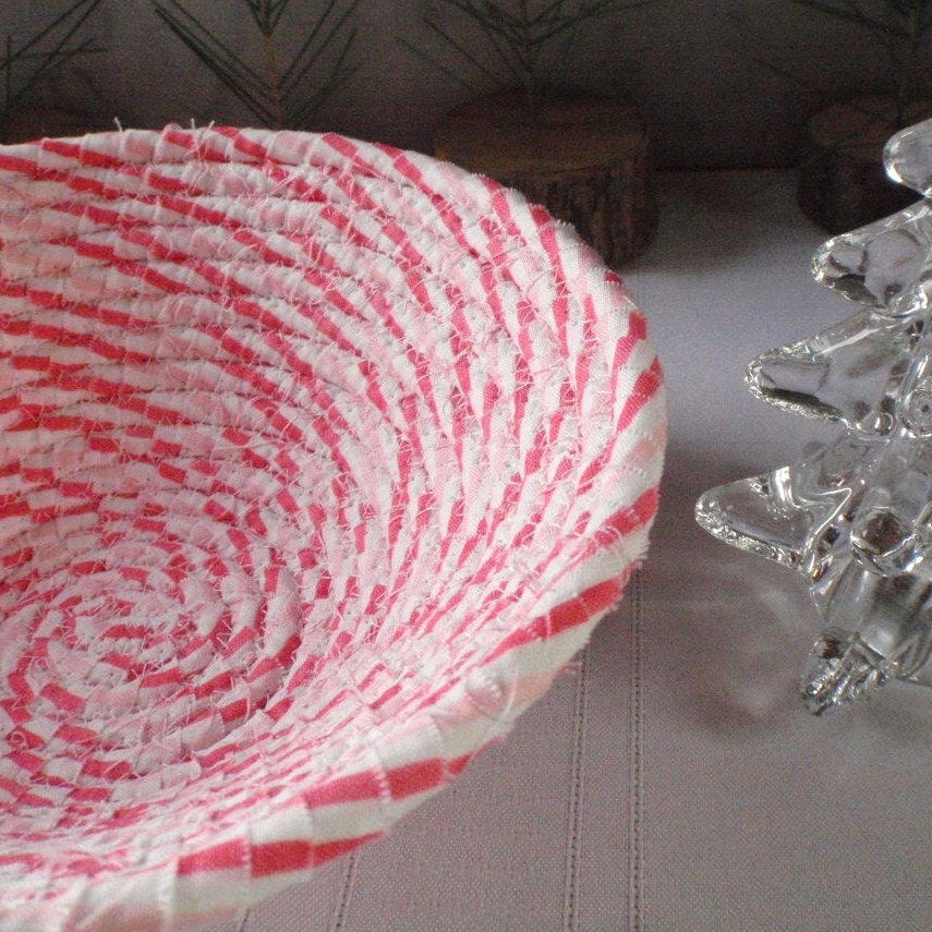 Peppermint Twist - 3 Coiled Baskets - RESERVED FOR LEIGH