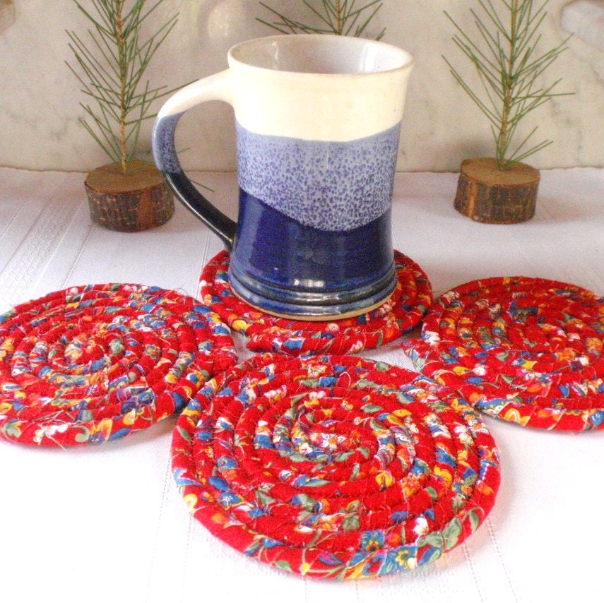 Coiled Coasters - Truly Red - Set of 4