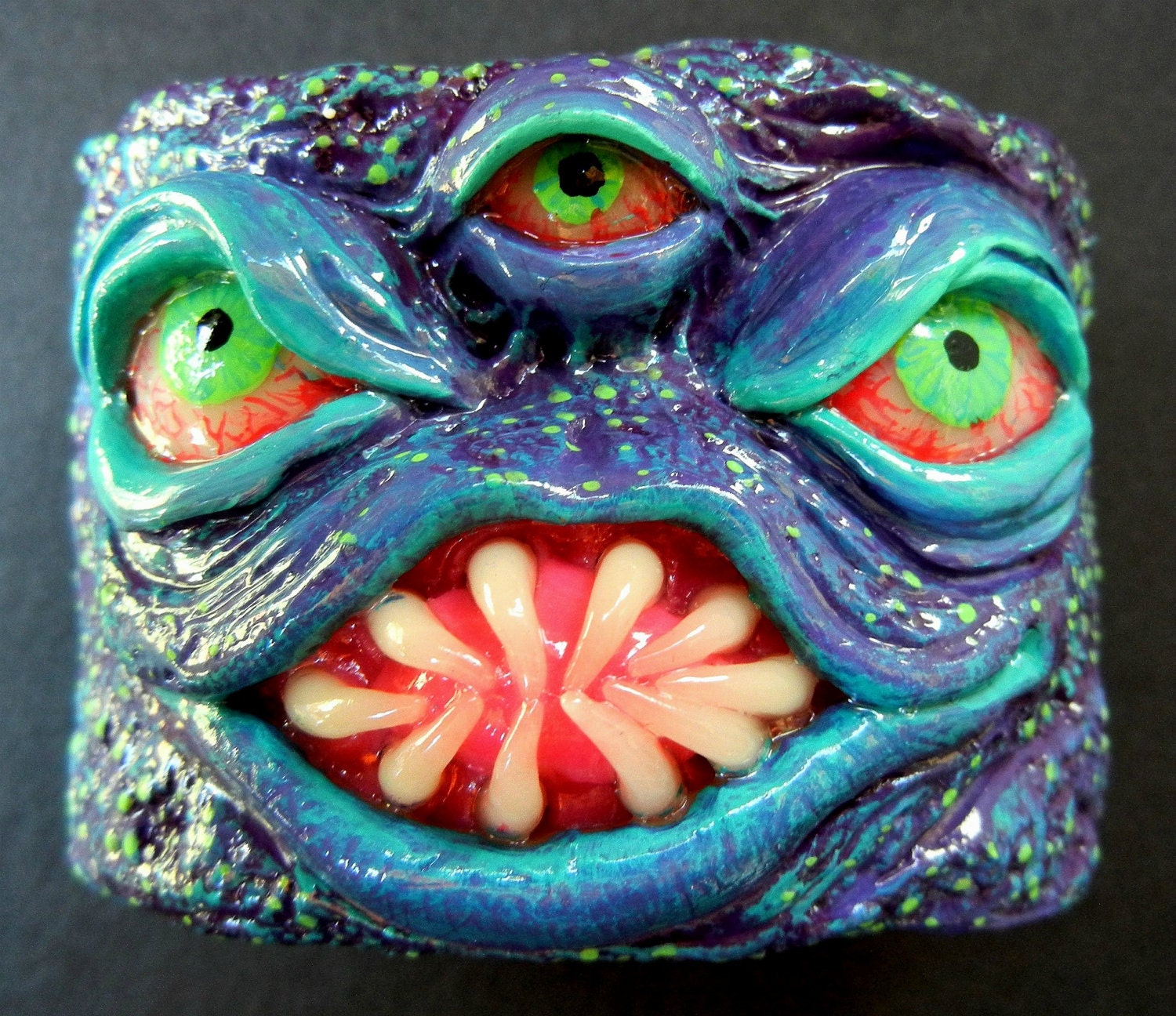 Polymer clay creature cuff bracelet