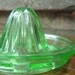 Vintage Lemon Juicer Green Depression Glass Kitchenware ofg team aretsy team