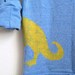 Yellow Dino HAND STENCILED Deep Scoop Neck Heather Artist Series Sweatshirt in Blue - S M L XL