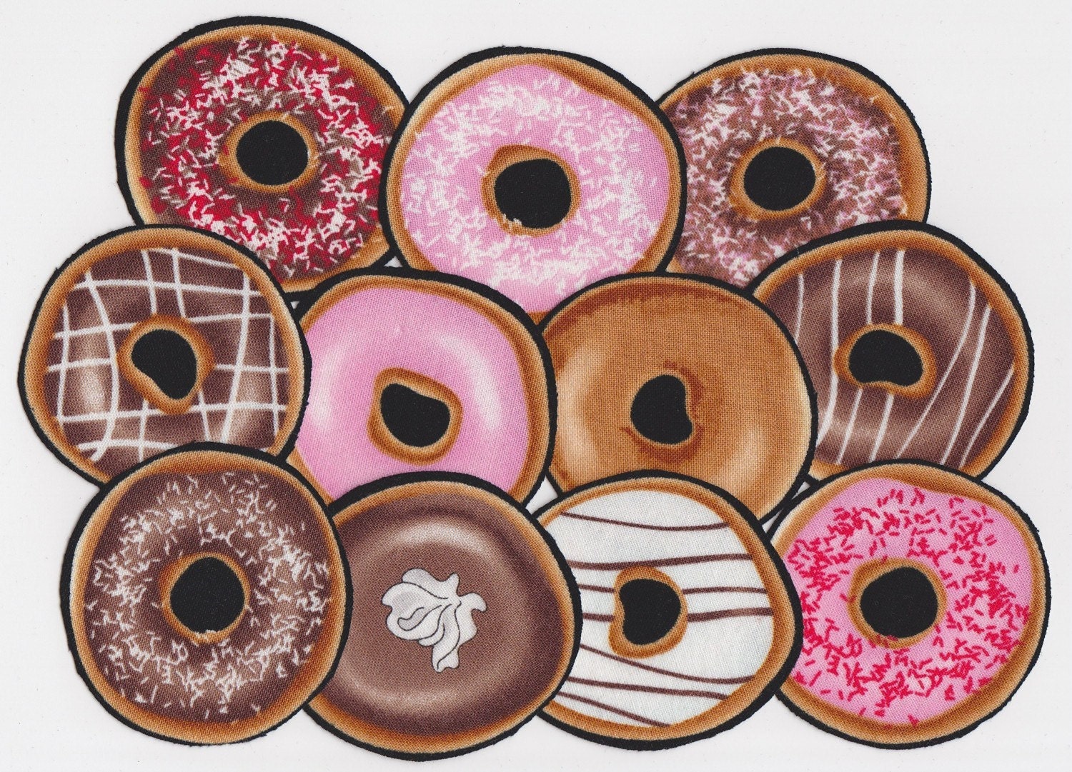 3 Diy Fabric Donut Iron On Appliques