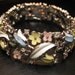 Early Vintage Trifari Bracelet with Enameled Flowers and Rhinestones
