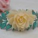 Verdigris Long Leaf and Vintage style Rose Cabochon Bracelet