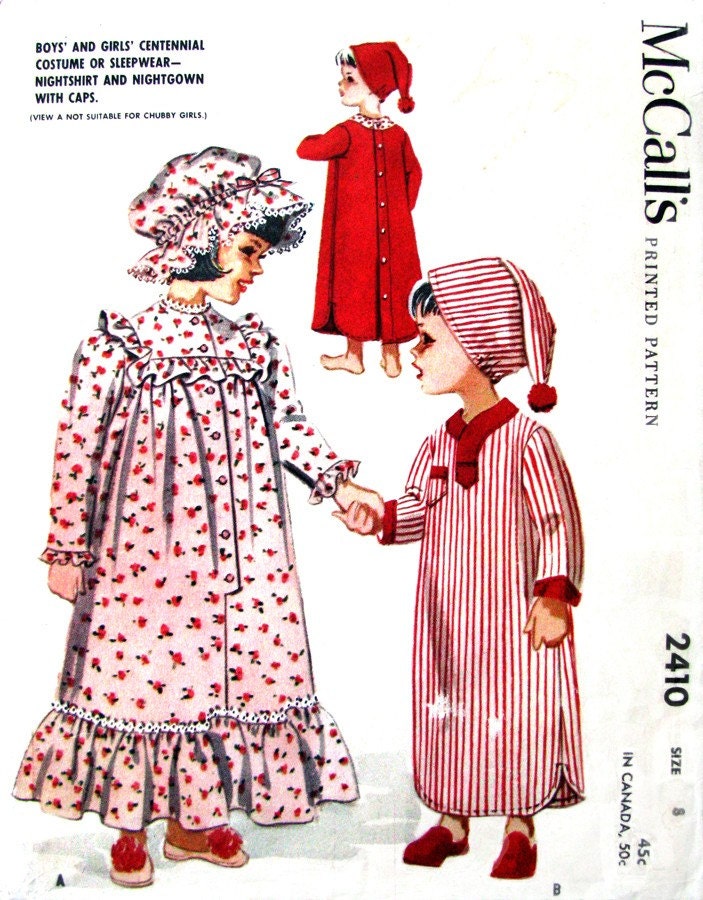 Vintage Girls Boys Nightgown Nightshirt By Finickypatternshop vintage-girls-boys-nightgown-nightshirt-by-finickypatternshop
