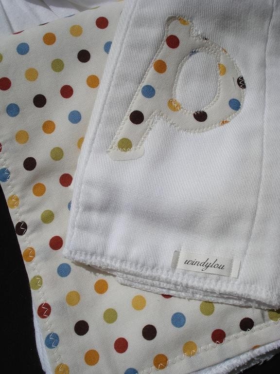 Polka Dot Personalized Burp Cloth Set of 3 Letter P