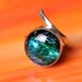 Handmade Dichroic Fused Glass Sterling Silver .925 Adjustable Ring