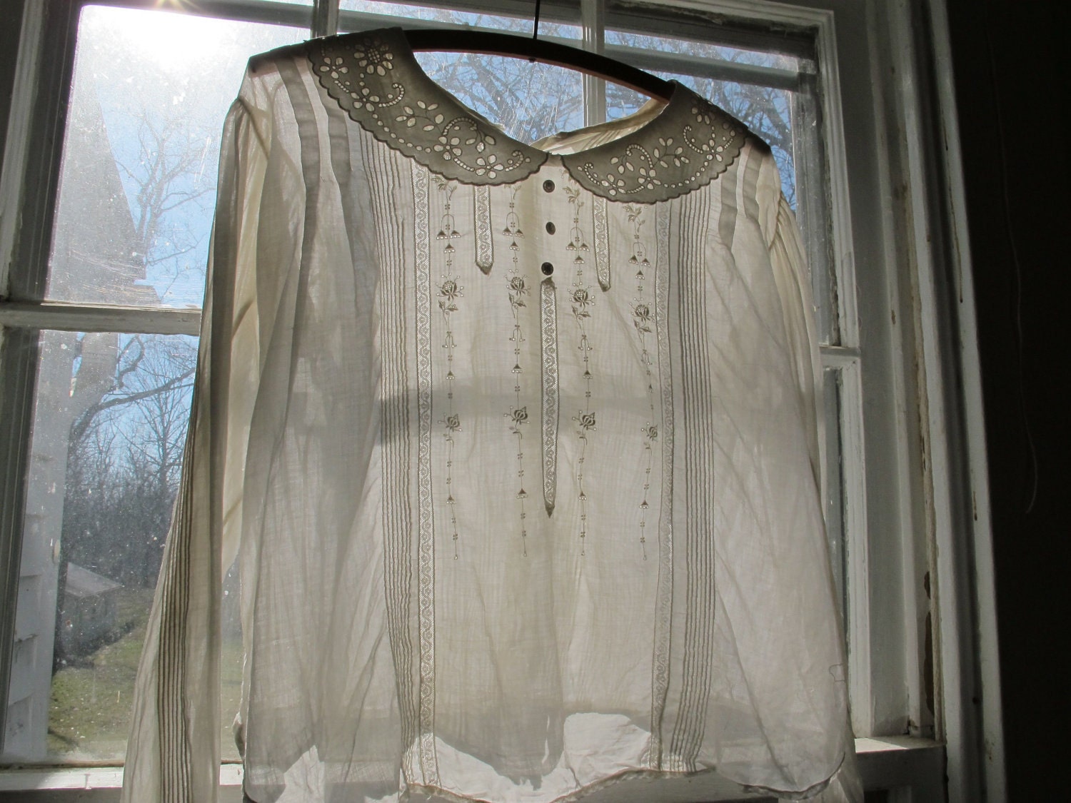 Delicate Edwardian Antique White Lace Blouse