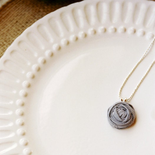 Maddux - Gray petite rosette necklace