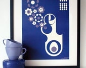 Letter E - from the alphabet series, bold mod A3 poster print