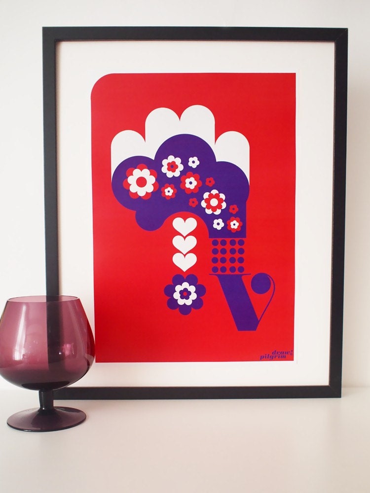 Letter V - from the alphabet series, bold mod A3 poster print