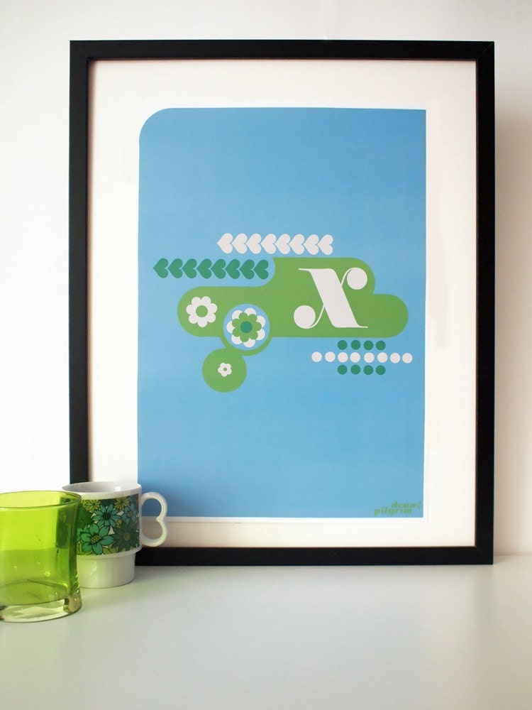 Letter X - from the alphabet series, bold mod A3 poster print