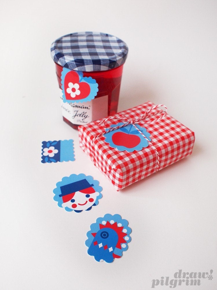 5 pack 'Scandinavian Folk' tags, assorted shapes