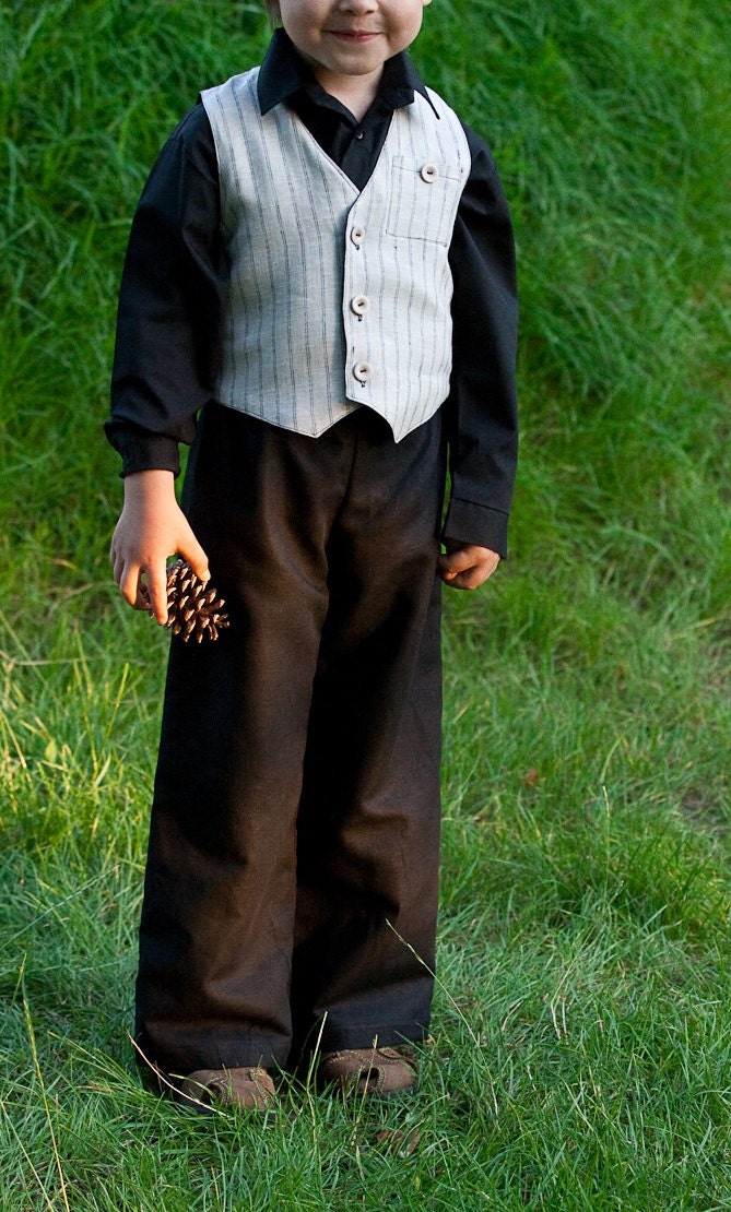 Linen black trousers 62/3m-128/7