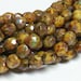 Czech Fire-Polished Glass Faceted Round - 4mm - Opaque Beige Picasso - 50 Beads