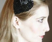 Black or Pink Valentine's Day Sequins Heart Fascinator Clip