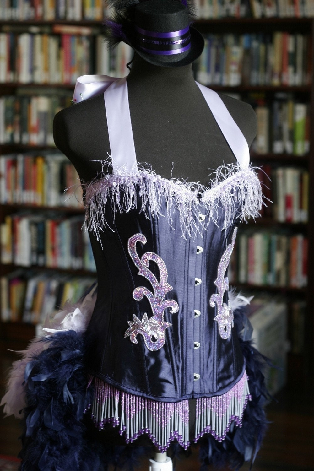 MARDIS GRAS -Circus Ringmaster Purple  Burlesque Corset Costume