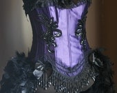 MELISSA Burlesque Costumes Corset Purple Black showgirl
