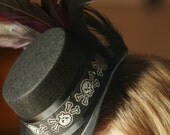 Skull Burlesque Steampunk Black Mini Top Hat for Halloween