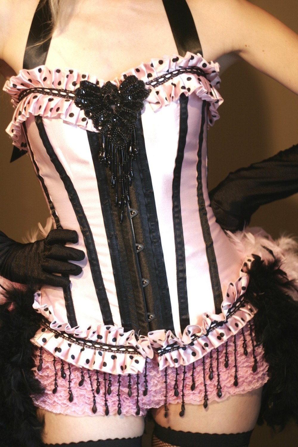 COTTON CANDY- Circus Las Vegas Showgirl Costume Burlesque Corset, pink moulin black rouge Halloween dress