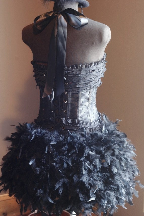 BLACK SWAN Sexy Burlesque Corset Costumes Circus dress for Mardi Gras