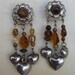Tiger Hearts - Lovely OOAK recycled earrings with tigers eye and hearts.