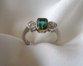 Sale: Natural Columbian Emerald and Diamond ring