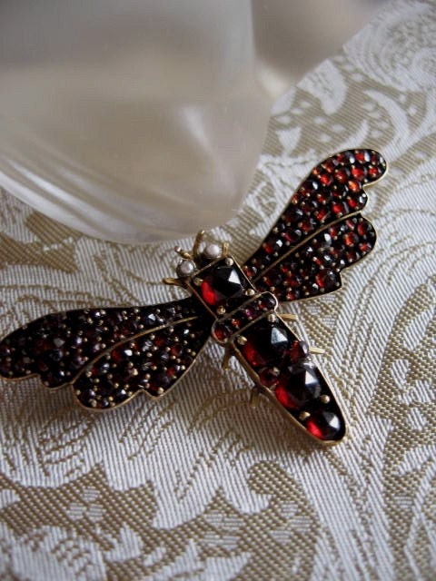 SALE Victorian Bohemian Garnet Insect Brooch