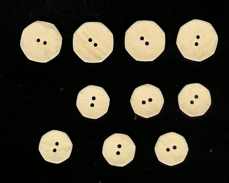 Vintage Buttons, Bone, Carol Little, Four Large, Six Medium
