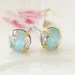 Petite Vintage Aqua Blue Givre Stripe Round Faceted Rhinestone Stud Earrings