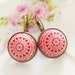 Red and White Mosaic Earrings - Vintage Cherry Red and White Mosaic Bohemian Antique Brass Earring Drop Dangles
