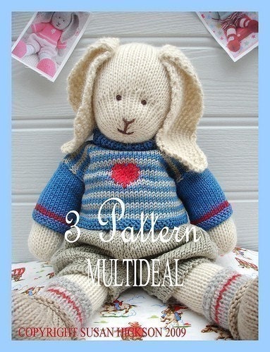 Oscar/Primrose/Bluebell/ BUNNIES/ PDF/ Toy Knitting Patterns/DIGITAL Instant Download Collection
