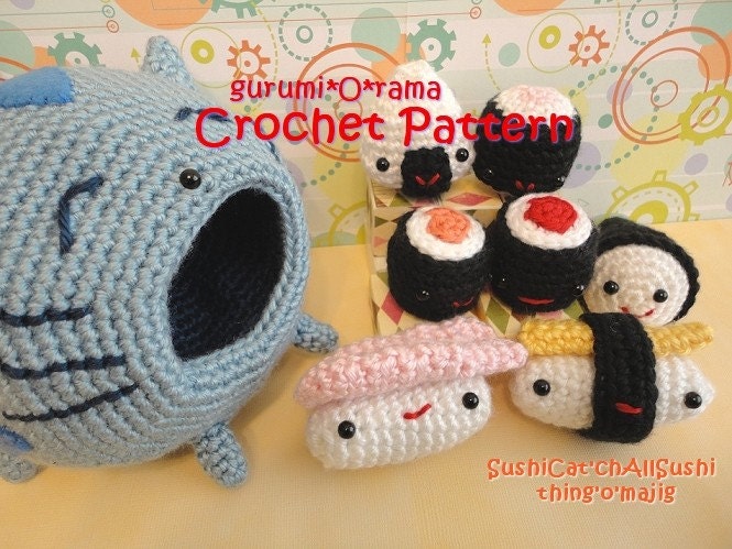 crochet pattern amigurumi Sushi Cat PDF guide