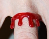 Bloody Finger Halloween Jewelry Ring - - Bright Red  Zombie  Psychobilly Monster High Vampire