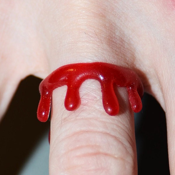 Zombie Blood Drip  Rings- Bright Red (Set of 3)